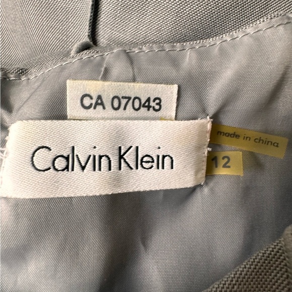 Calvin Klein Grey Pleated Midi Dress Back Zip Closure Size 12 - Picture 12 of 13